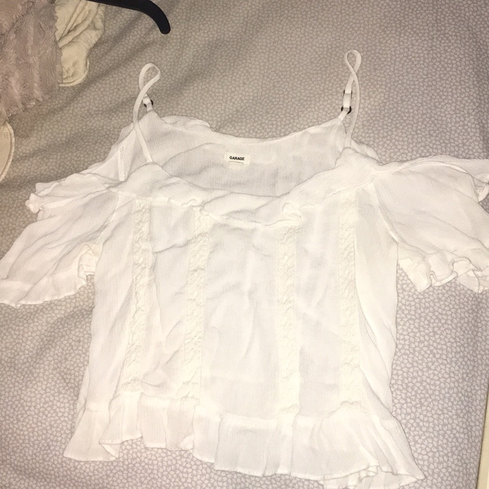 White cold shoulder top from garage!
